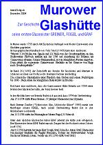 Zur Geschichte der Glashütte in Murow und die ersten Glasmeister