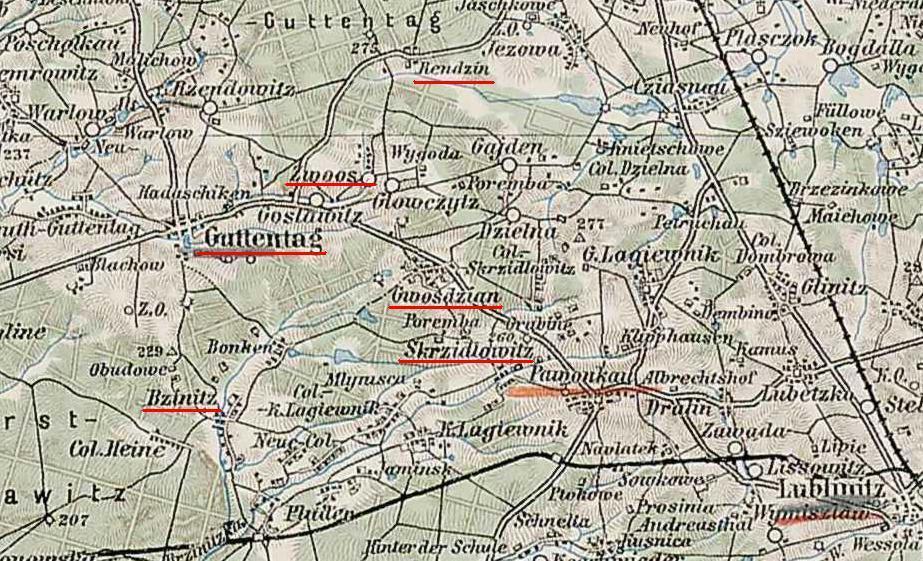 Kartenausschnitt von 1910